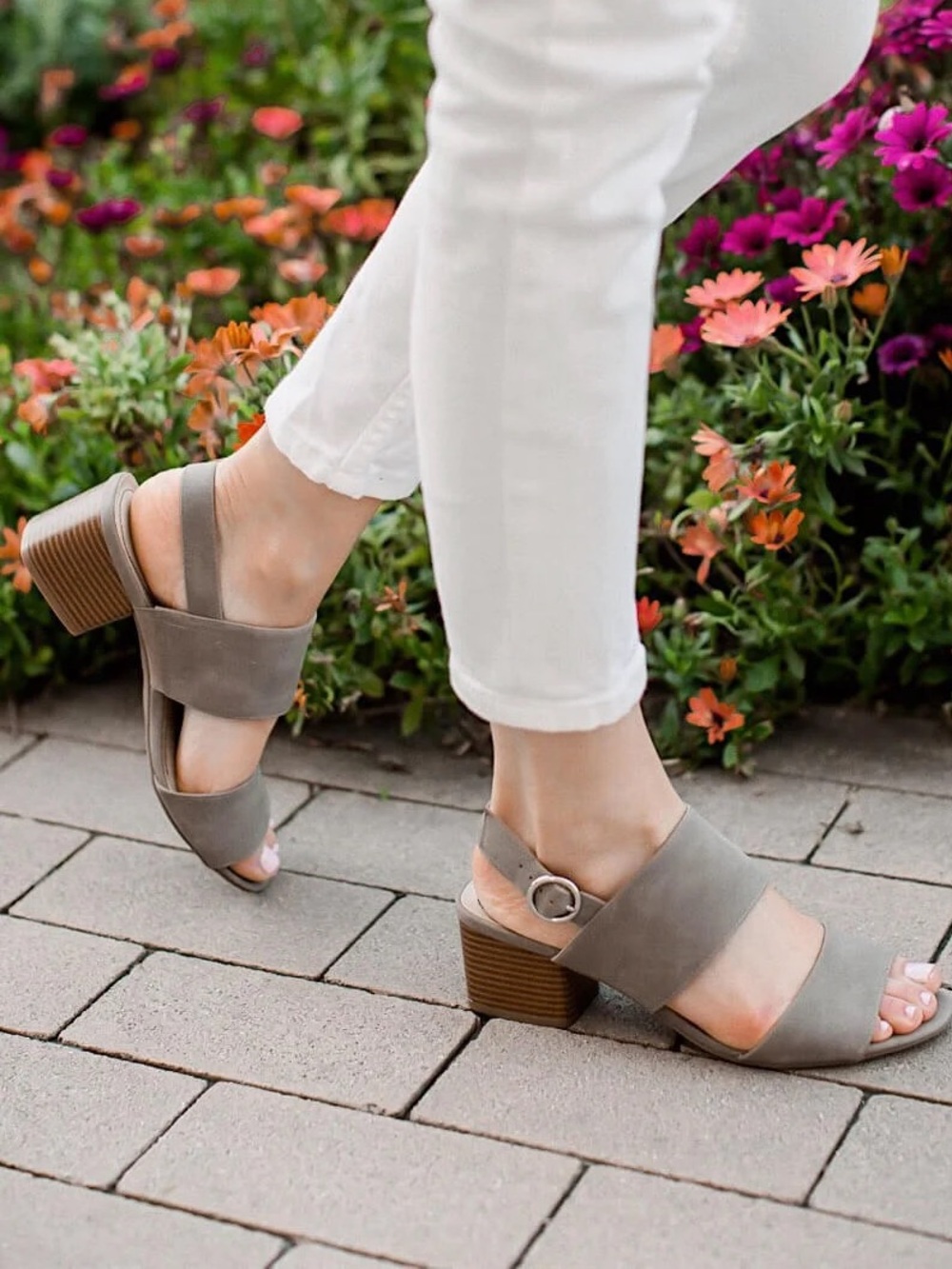 Life Stride Women’s Ankle Strap Block Heel Sandals — Taupe, 9